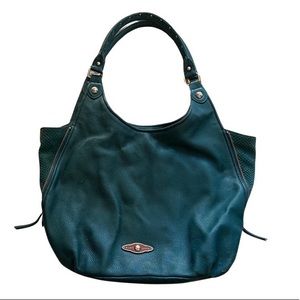 Elliott Lucca leather shoulder bag in pebbled green